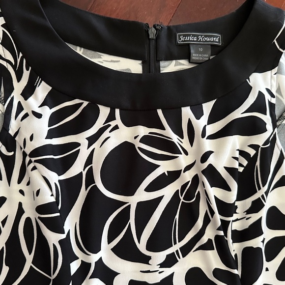Jessica Howard Women's Black White Pattern Midi Sleeveless Dress Size 10P NWOT - Picture 6 of 14